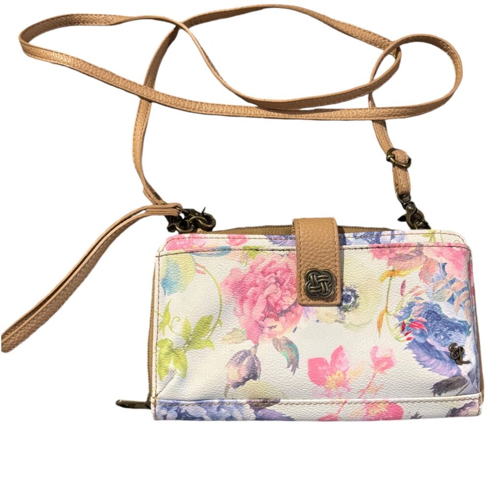 Elliott Lucca Large Phone Wristlet Wallet Crossbody‎ White Floral - Picture 6 of 11